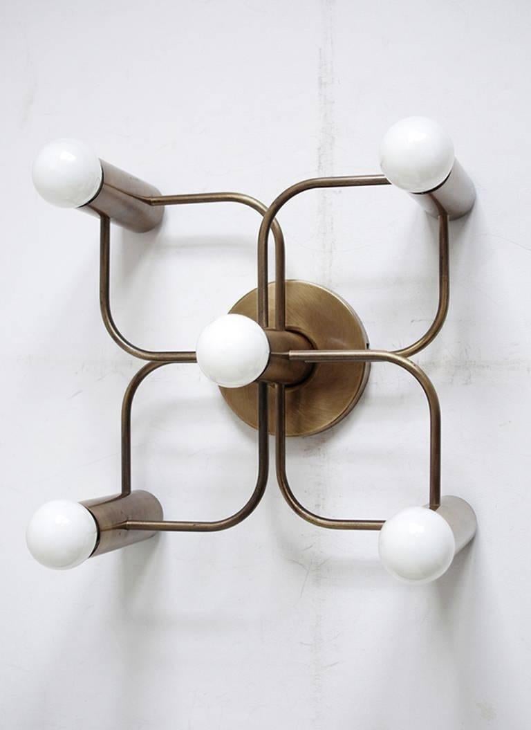 Set of Four Sculptural Ceiling or Wall Flush Mounts Chandeliers by Leola, 1960s In Good Condition For Sale In Berlin, DE