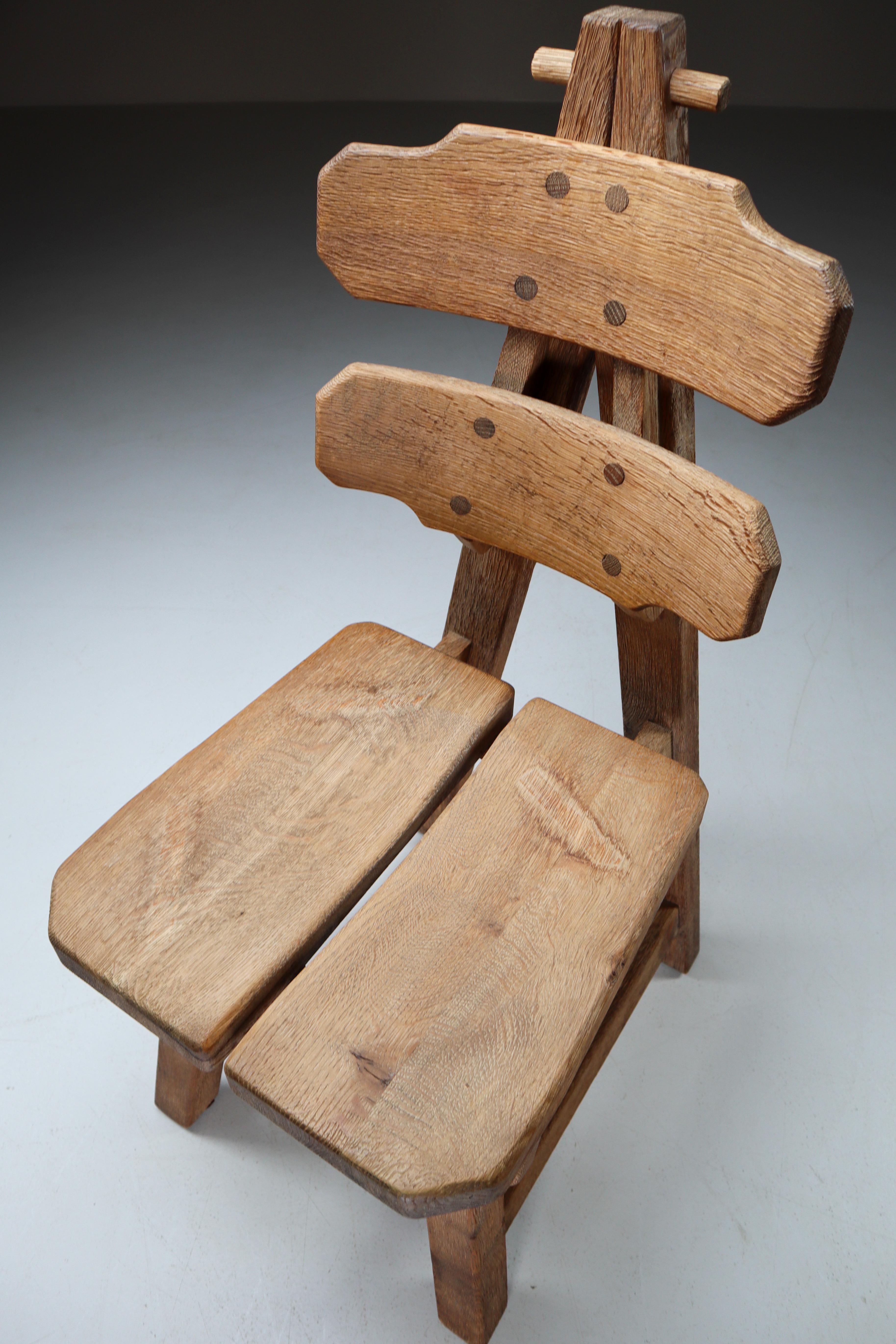 Set of Four Sculptural Chairs in Oak, France, 1960s 3