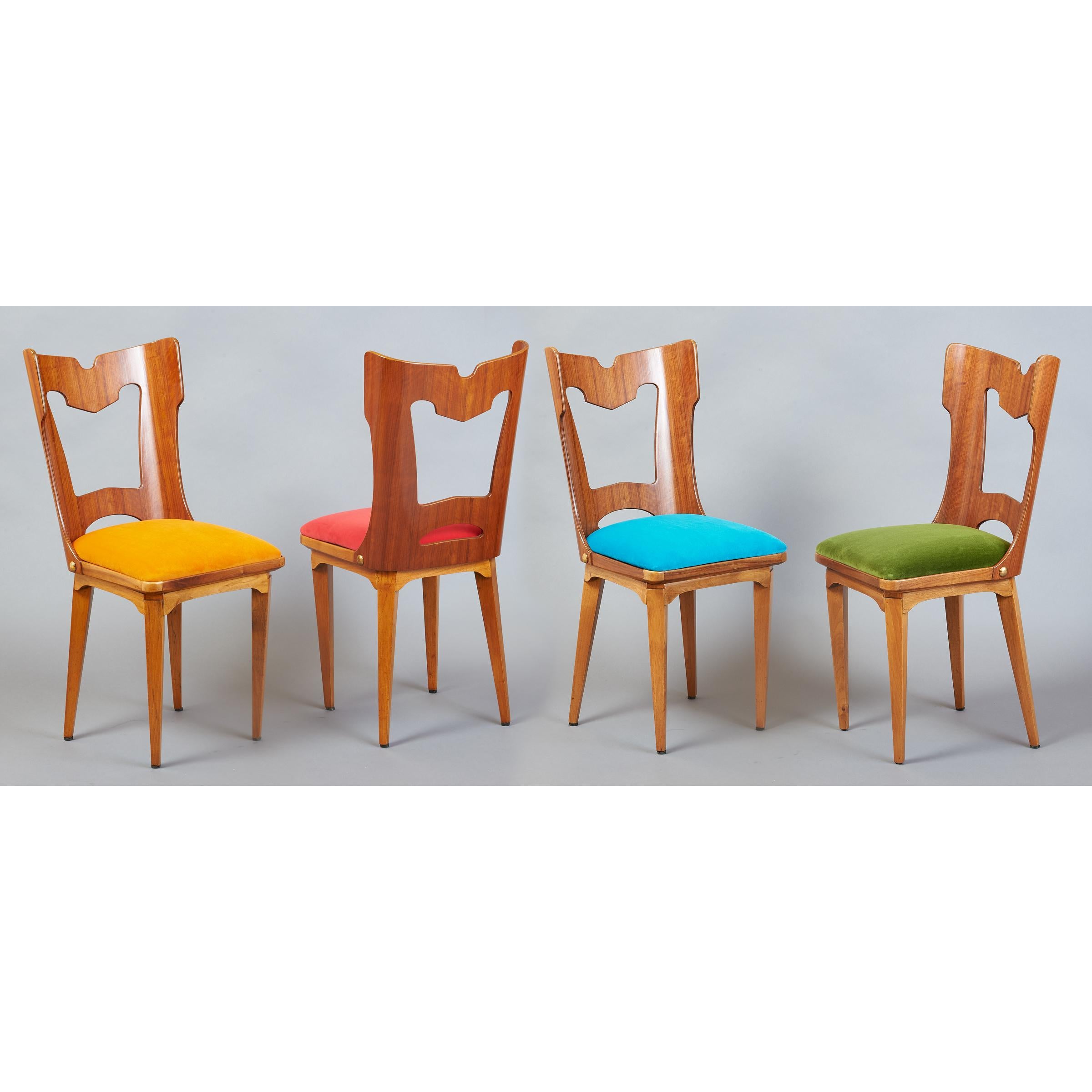 Mid-Century Modern Set of Four Sculptural Chairs, Italy, 1950s