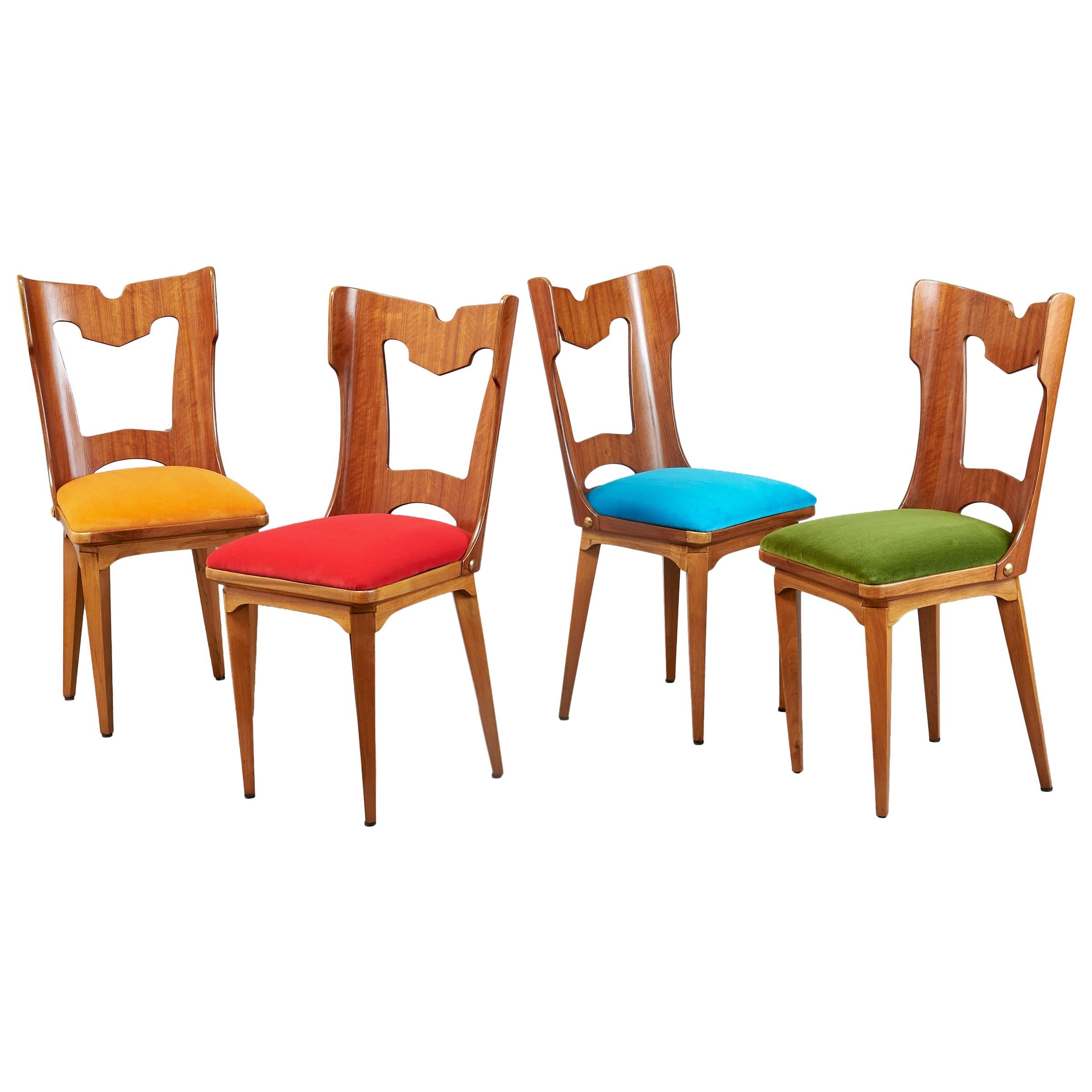 Set of Four Sculptural Chairs, Italy, 1950s