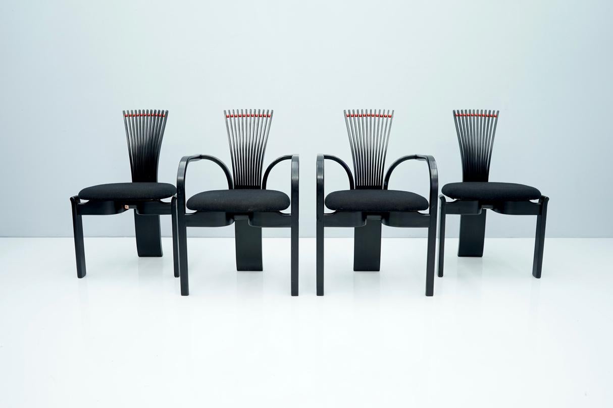 Fabric Set of Four Sculptural Dining Chairs by Torstein Nilsen for Westofa, Norway