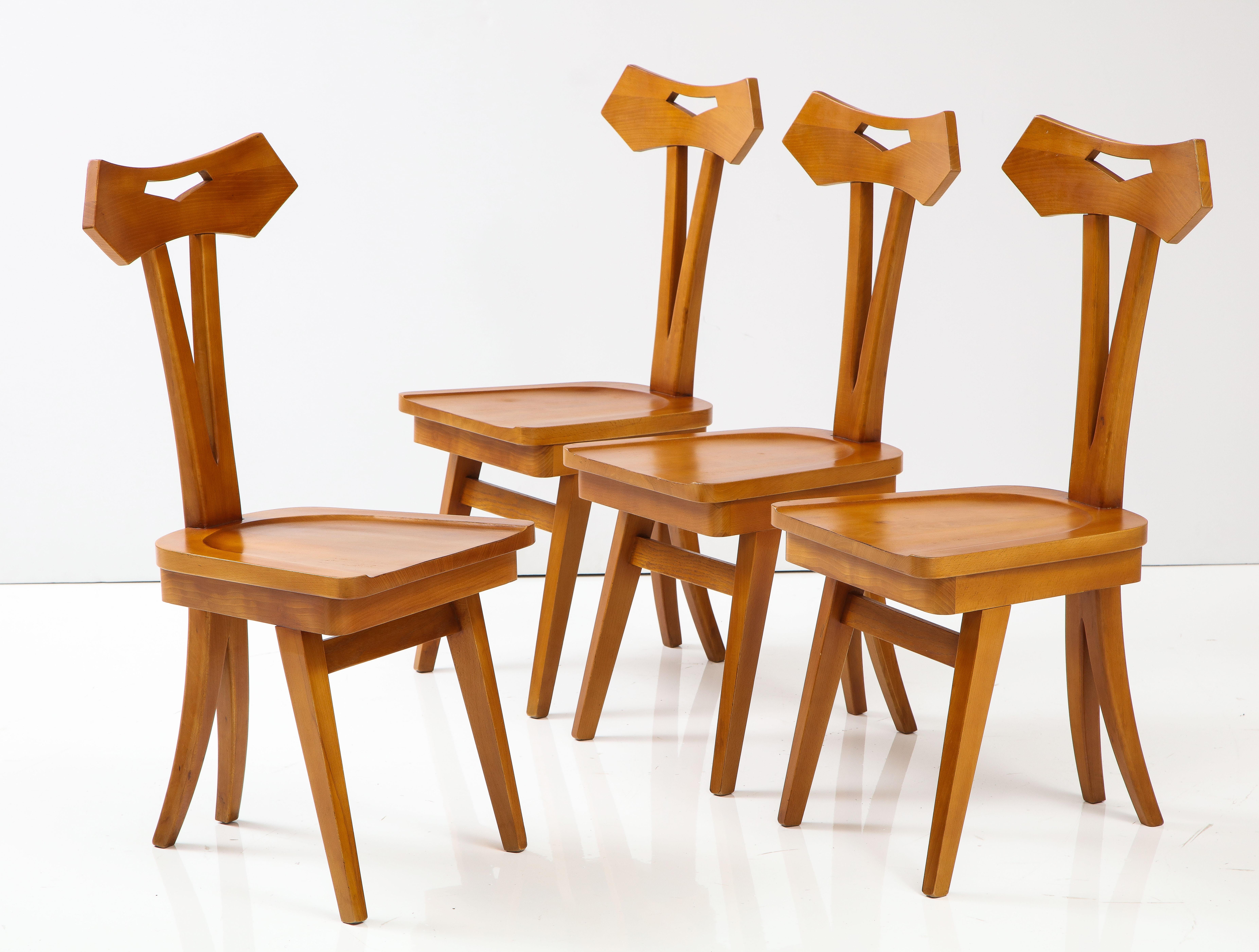 Set of Four Sculptural Dining Chairs, Giovanni Michelucci 8