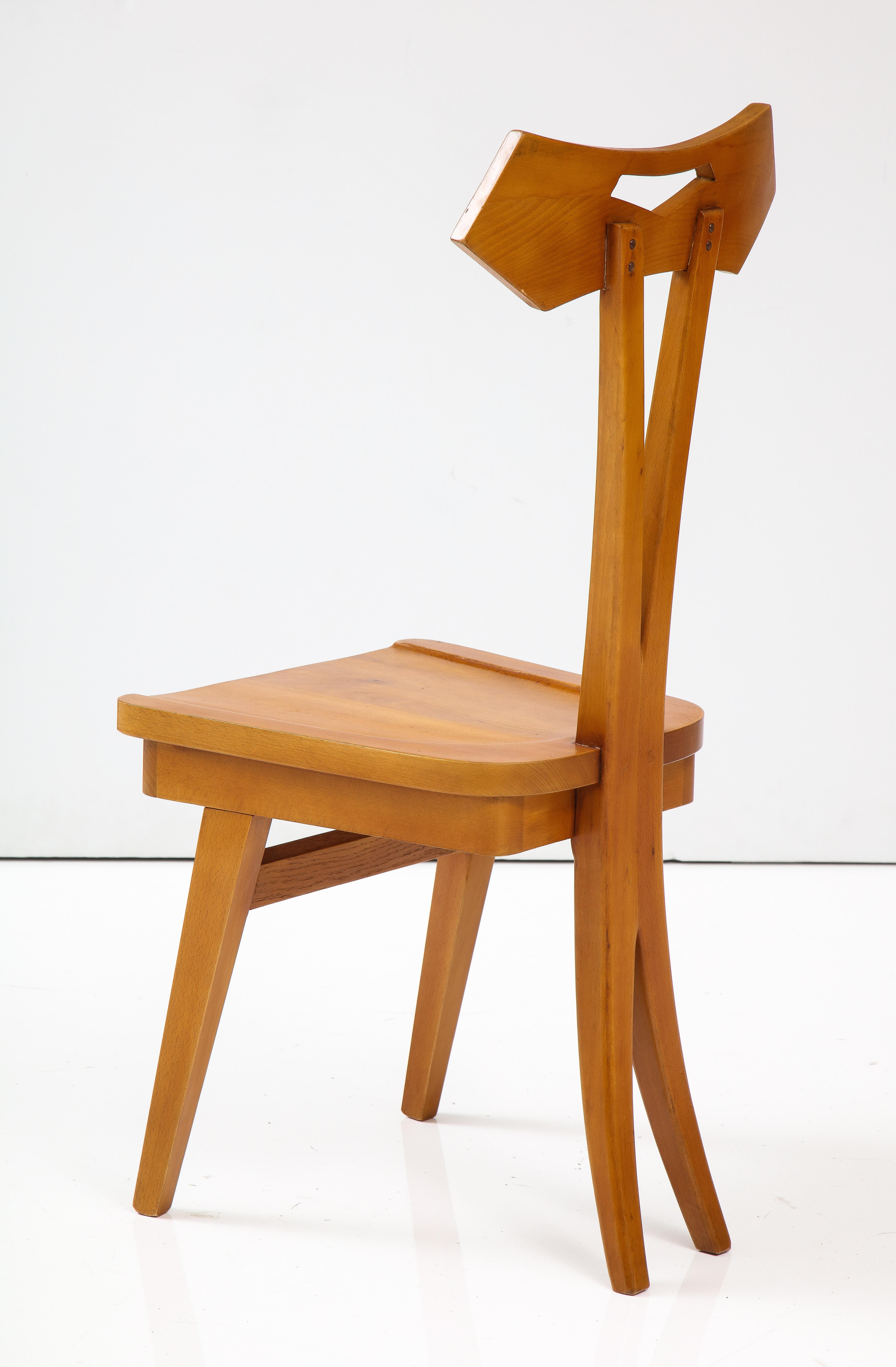 Mid-20th Century Set of Four Sculptural Dining Chairs, Giovanni Michelucci