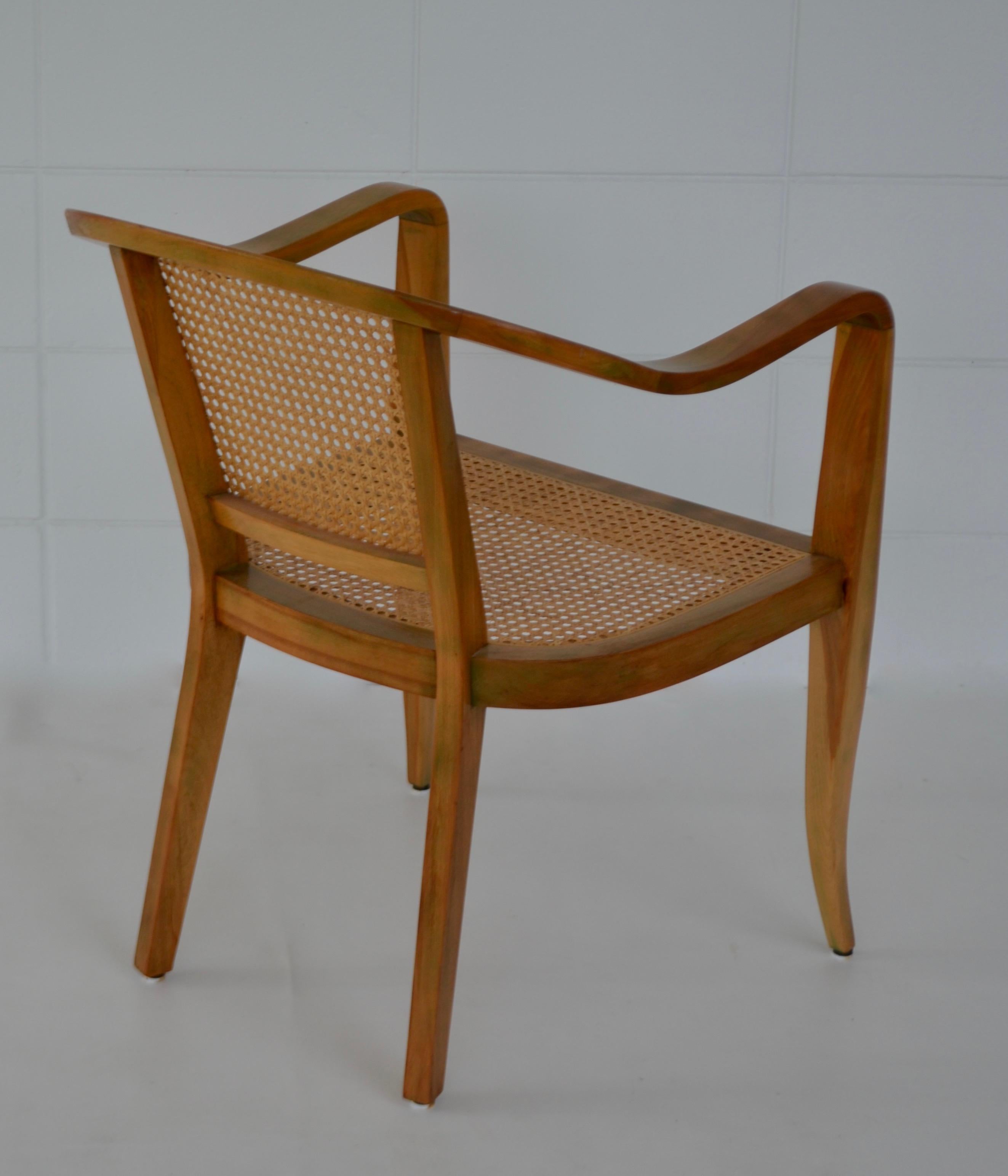 Cane Set of Four Sculptural Midcentury Armchairs For Sale