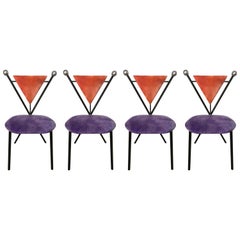 Set of Four Sculptural Postmodern Dining Chairs, 1980s