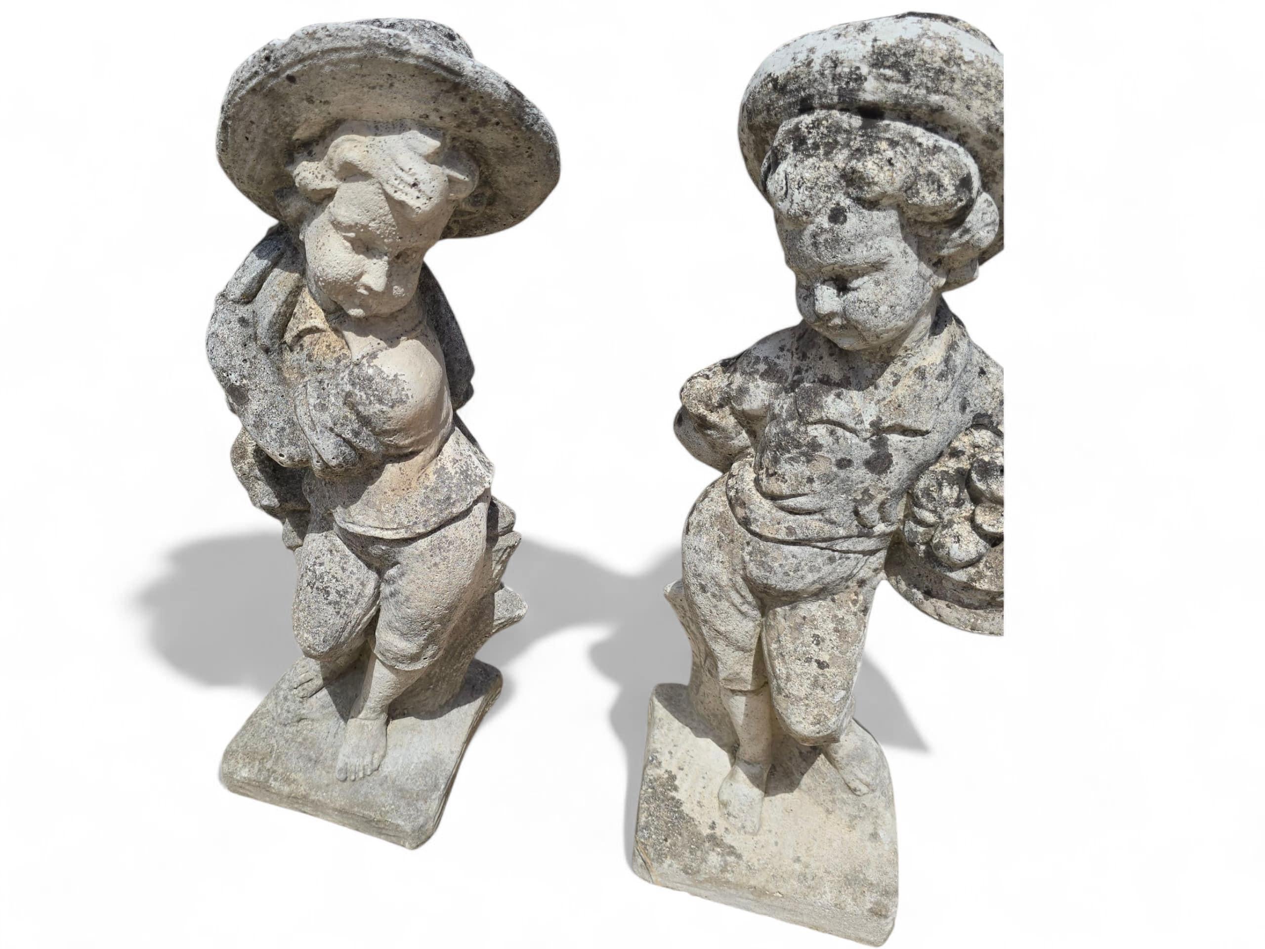 Set of Four Sculptures Representing the Four Seasons in Reconstituted Stone For Sale 2