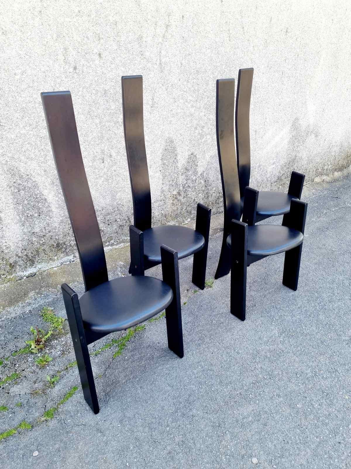 Ensemble de quatre chaises SD51 Golem de Vico Magistretti pour Poggi, Italie, années 1960 en vente 2