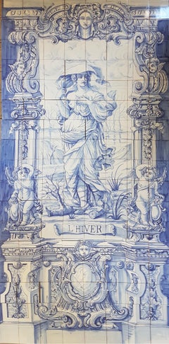 Set of Four Seasons Blue & White Tiles