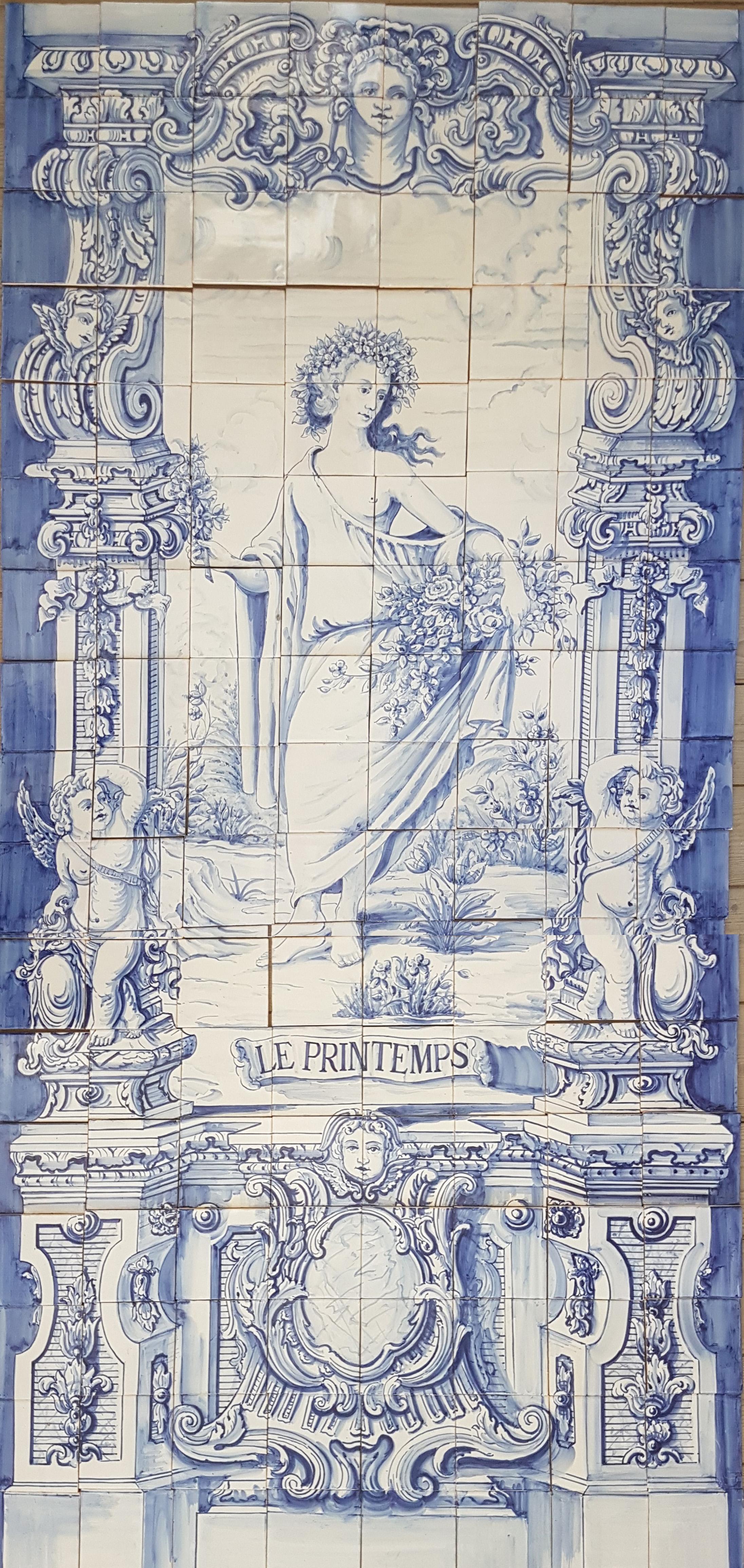 French Set of Four Seasons Blue & White Tiles
