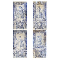 Set of Four Seasons Blue & White Tiles