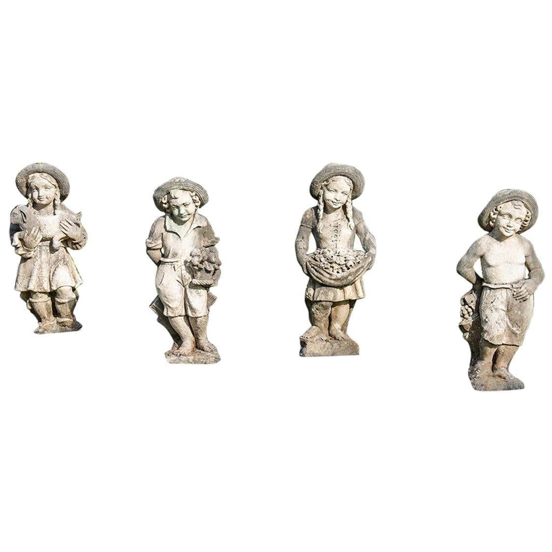 Set of Four Seasons Figures Vincenza Stone For Sale