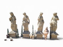 Set of Four Seasons Sculptures in Hand-Carved Natural Stone, Italy, 1950s
