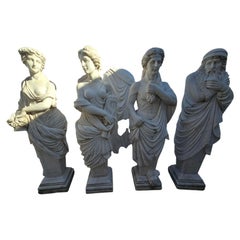 Set of Four Seasons Sculptures in Italian Marble, 1980s