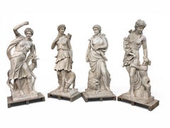 Set of Four Seasons Sculptures in Italian White Marble, 1990s