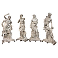 Set of Four Seasons Sculptures in Italian White Marble, 1990s