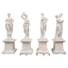 Set of Four Seasons Sculptures in Italian White Marble, Late 20th Century