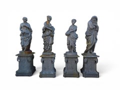 Set of Four Seasons Sculptures in Patinated Iron, 1970s
