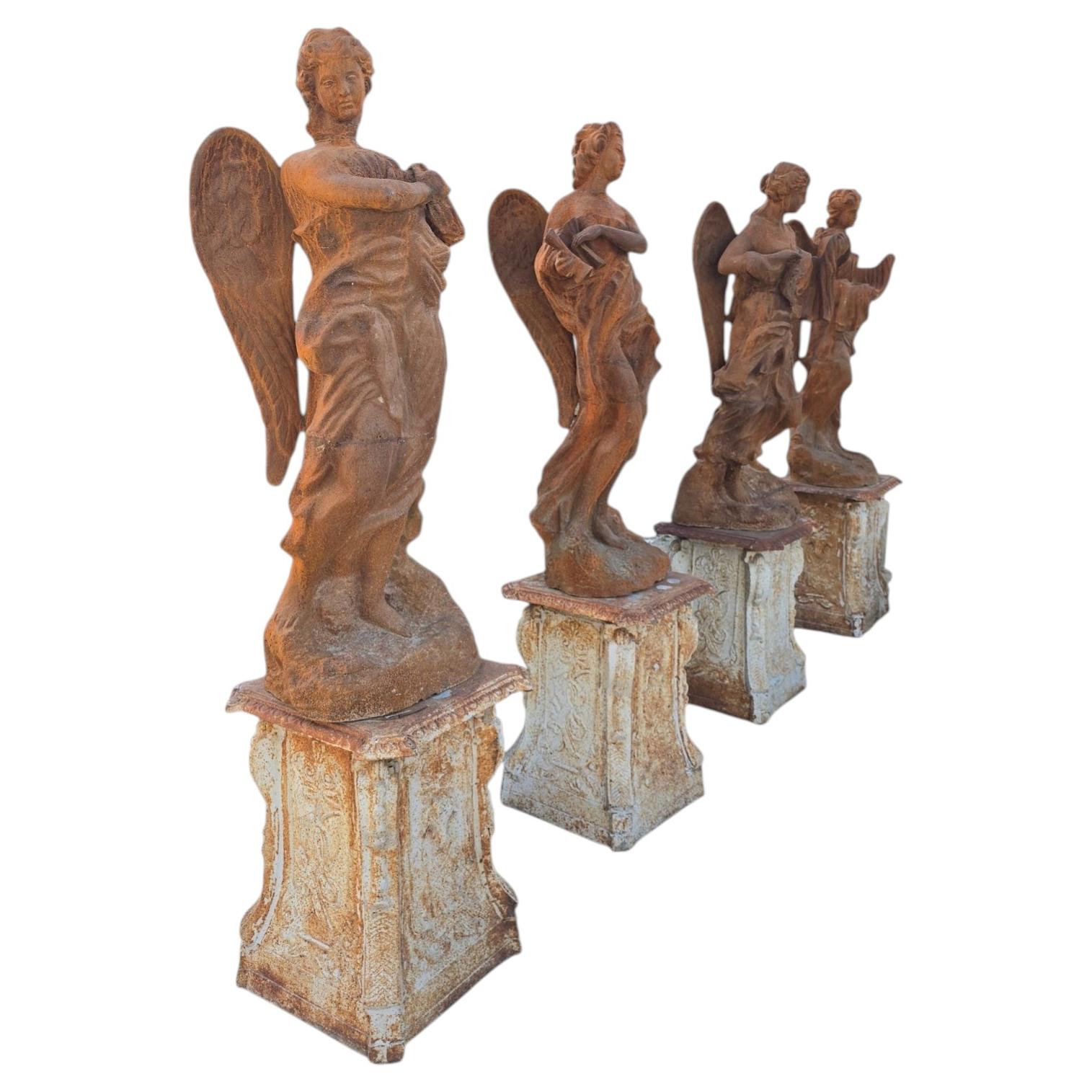 Serie di sculture delle Four Seasons in ferro patinato, anni '70