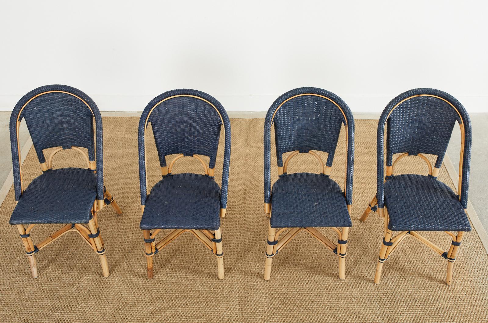 Woven Set of Four Serena and Lily Rattan Wicker Bistro Dining Chairs