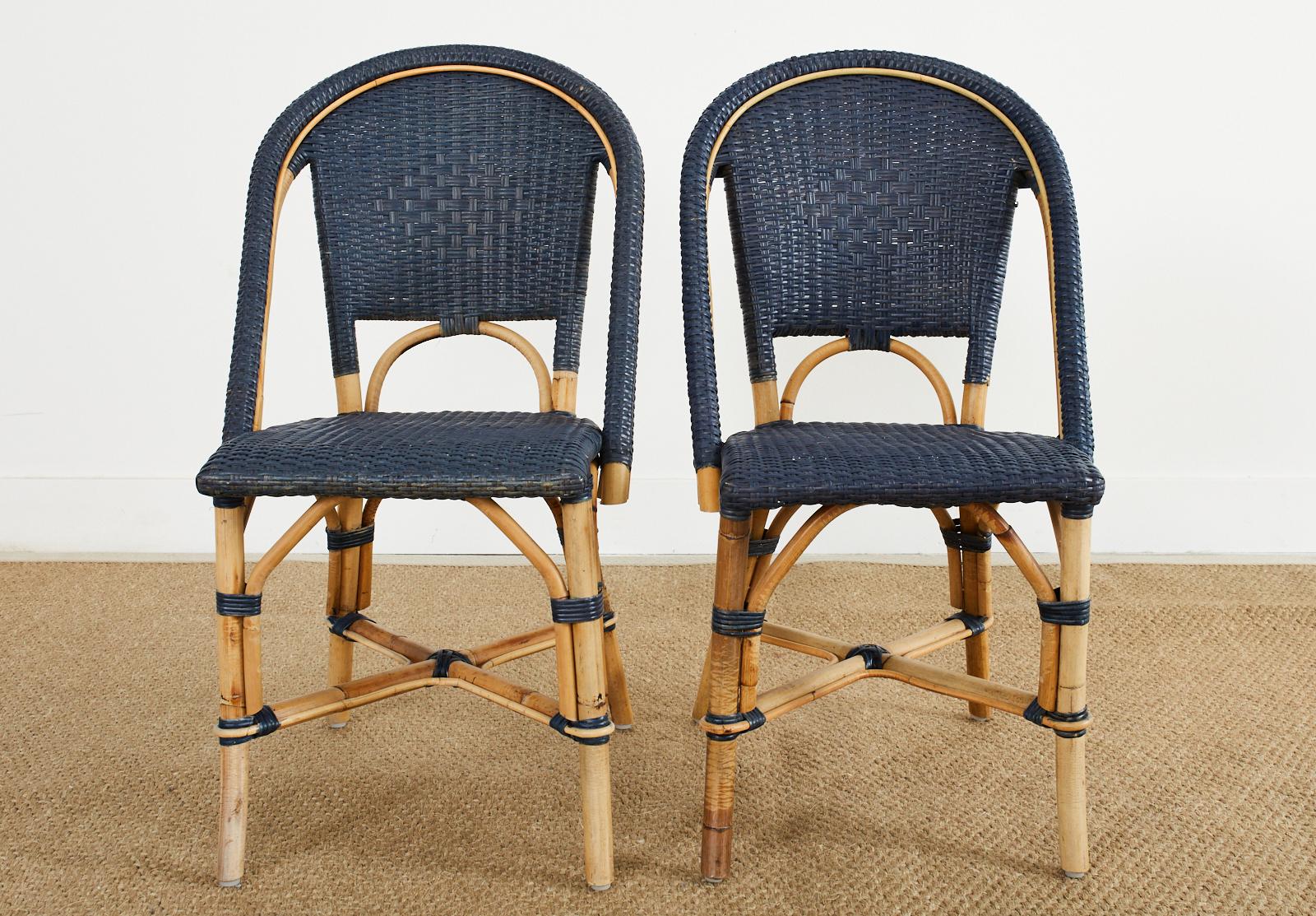 Set of Four Serena and Lily Rattan Wicker Bistro Dining Chairs In Good Condition In Rio Vista, CA