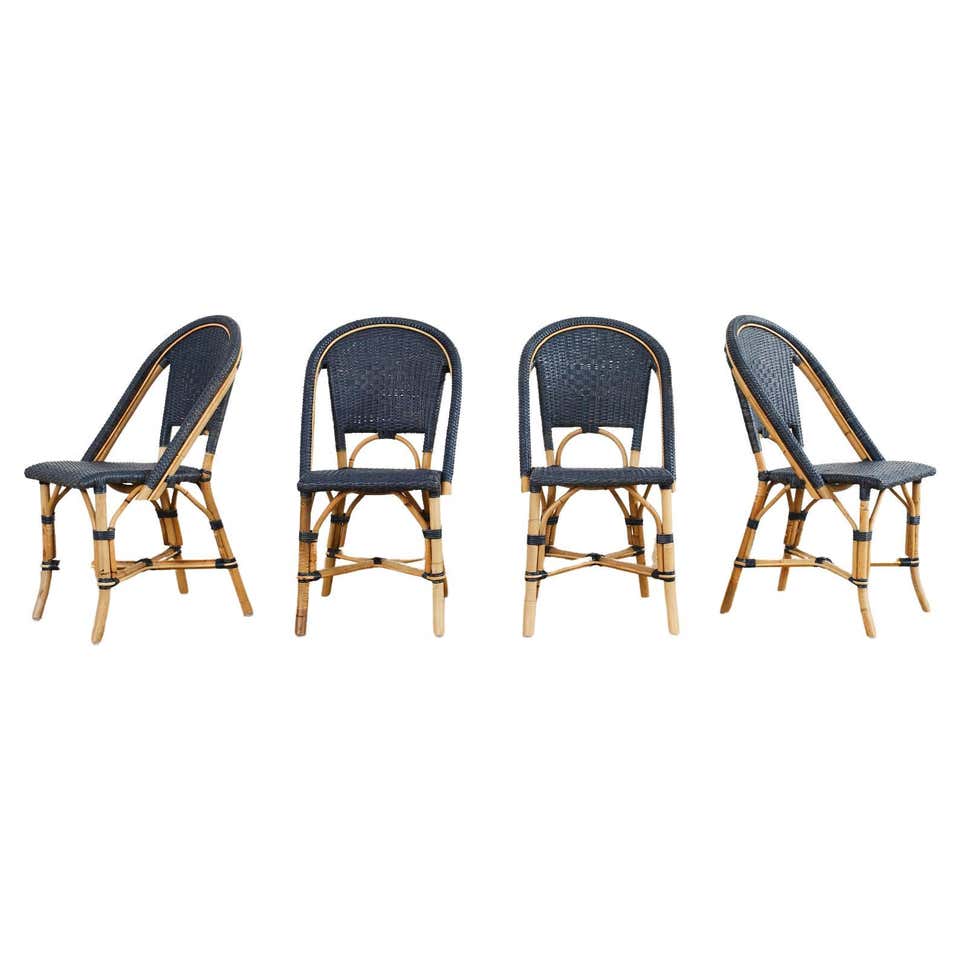 Woven French Bistro Style Rattan Dining Chairs at 1stDibs