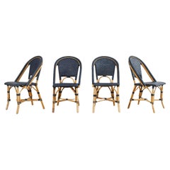 Set of Four Serena and Lily Rattan Wicker Bistro Dining Chairs