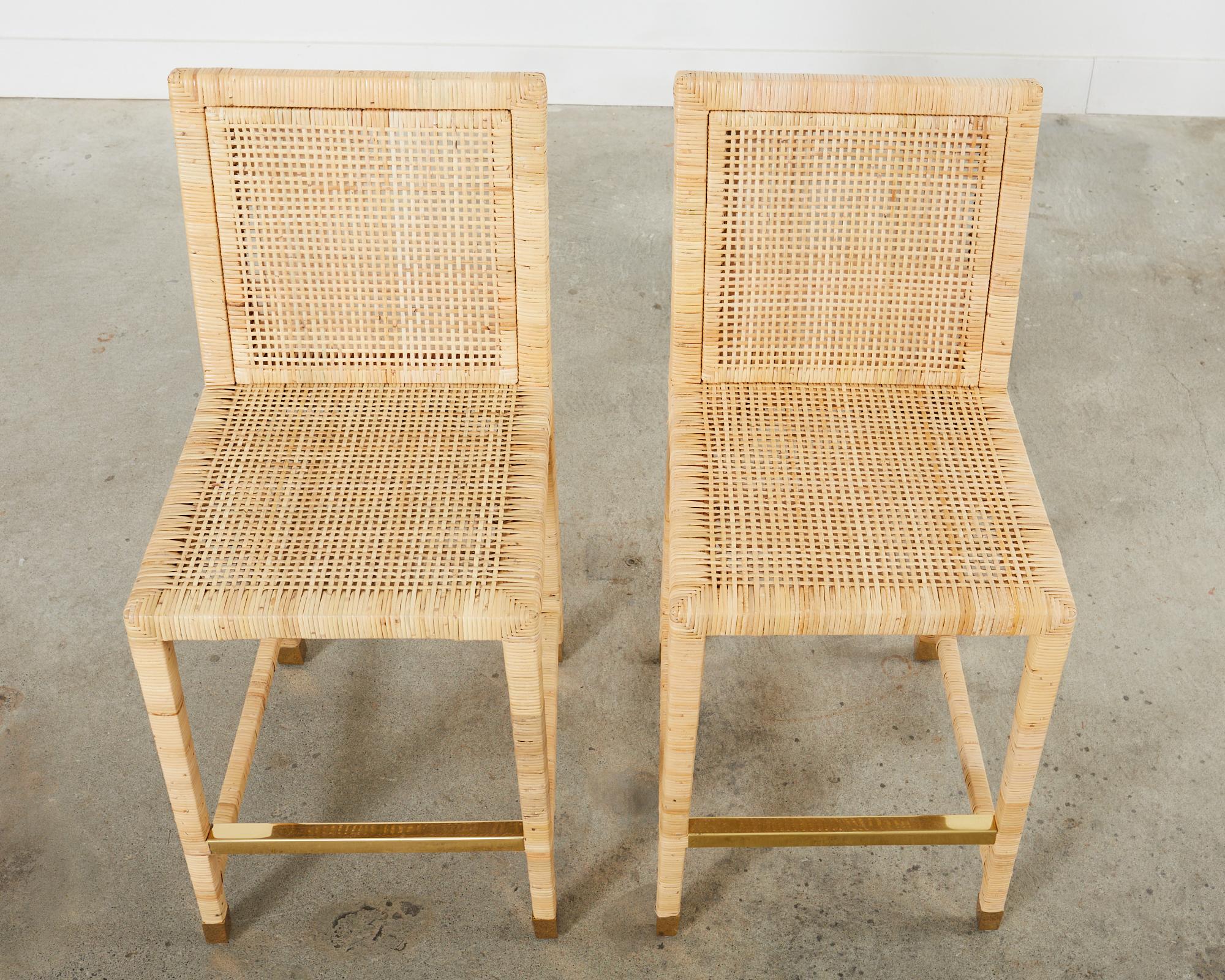 Set of Four Serena and Lily Rattan Wicker Counter Height Stools 1