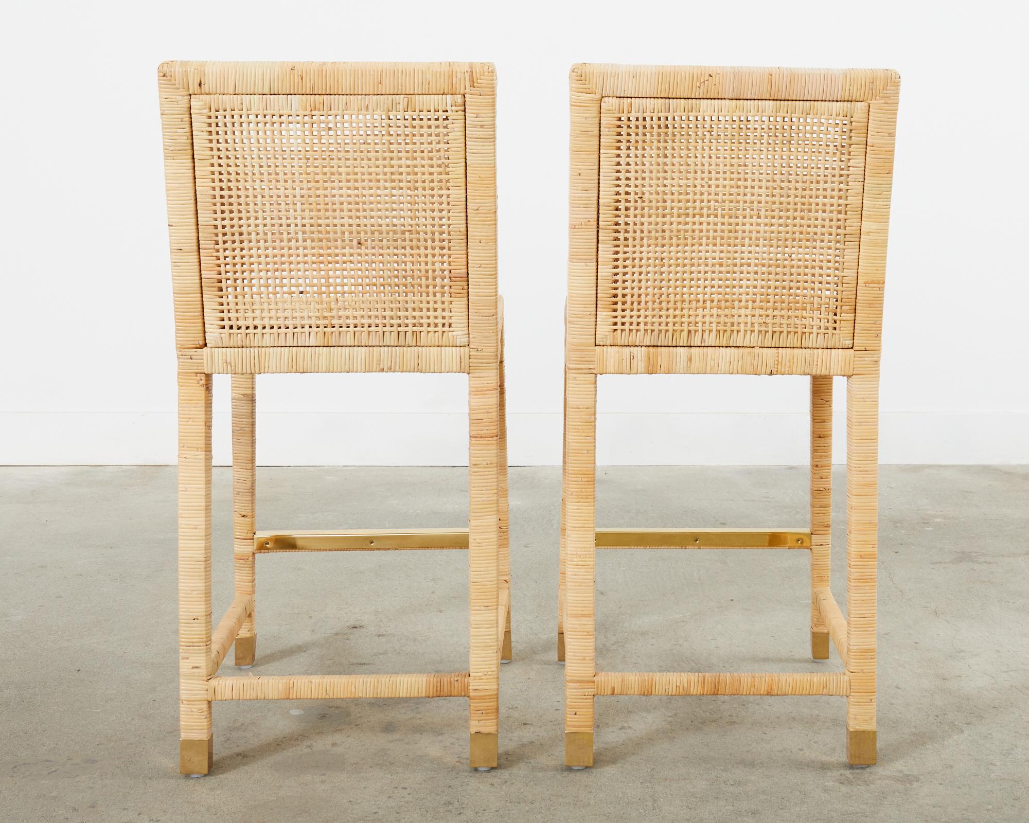 Set of Four Serena and Lily Rattan Wicker Counter Height Stools 4