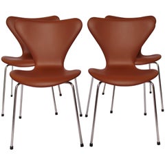 Set of Four Series 7 Chairs, Model 3107, by Arne Jacobsen and Fritz Hansen, 1967