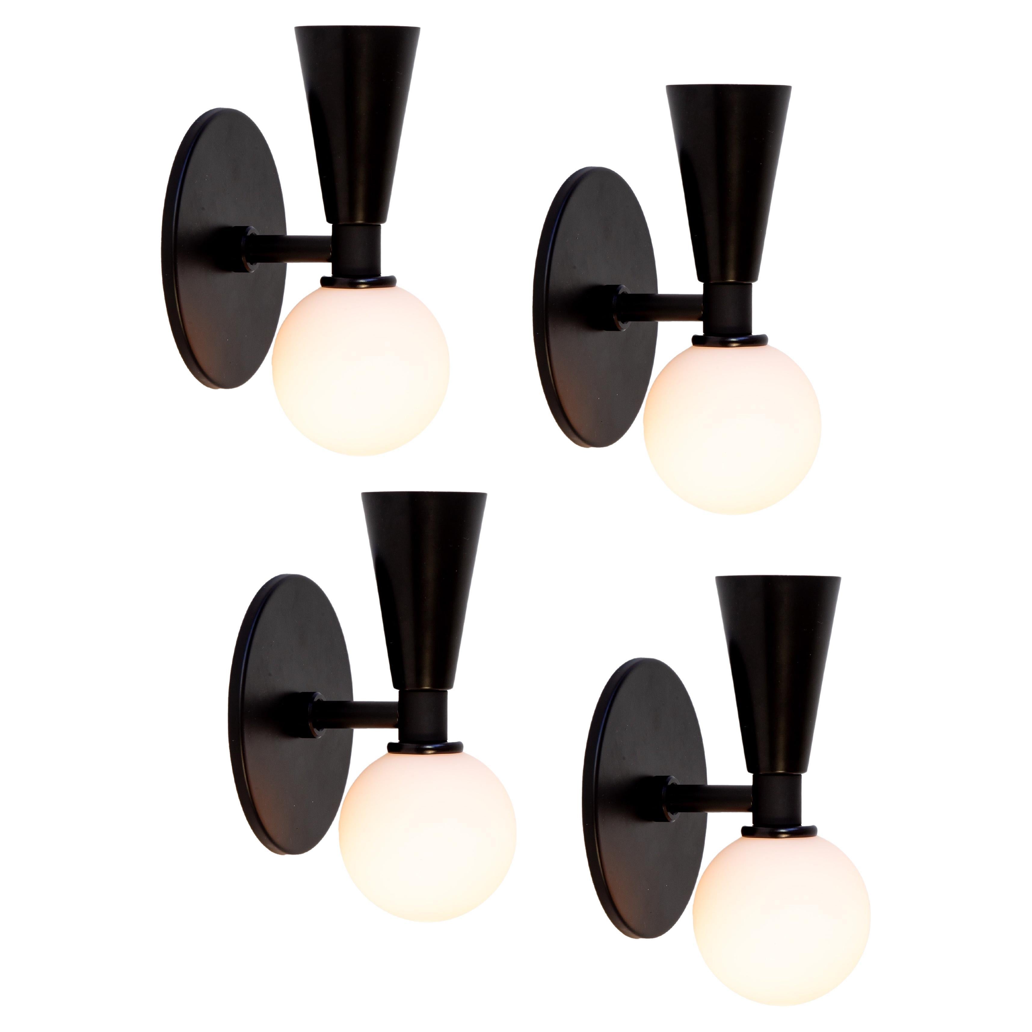 Set of Four Shapes Wall Sconces by Research.Lighting, Black, Made to Order