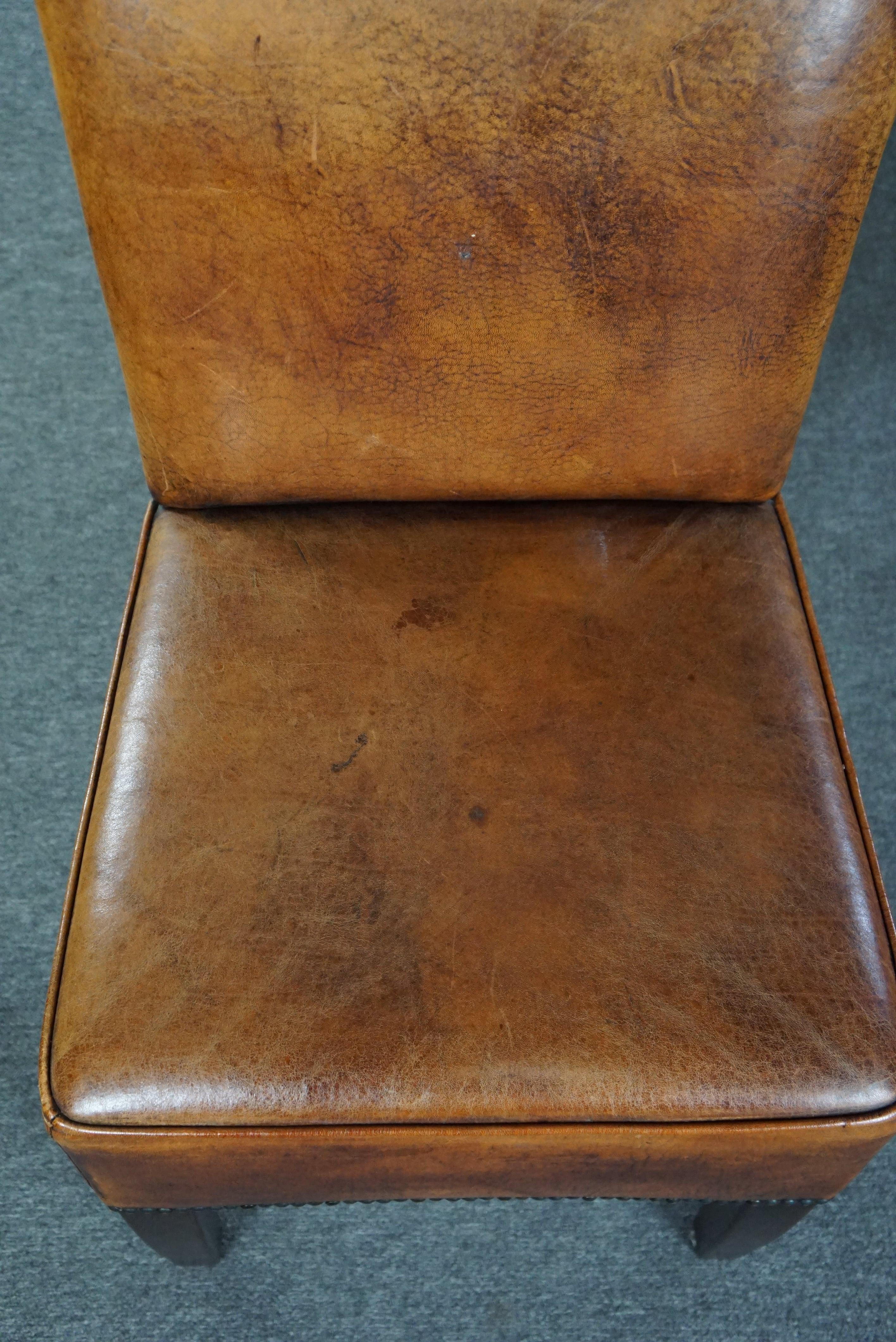 Set of four sheep leather dining chairs in Art Deco style For Sale 1