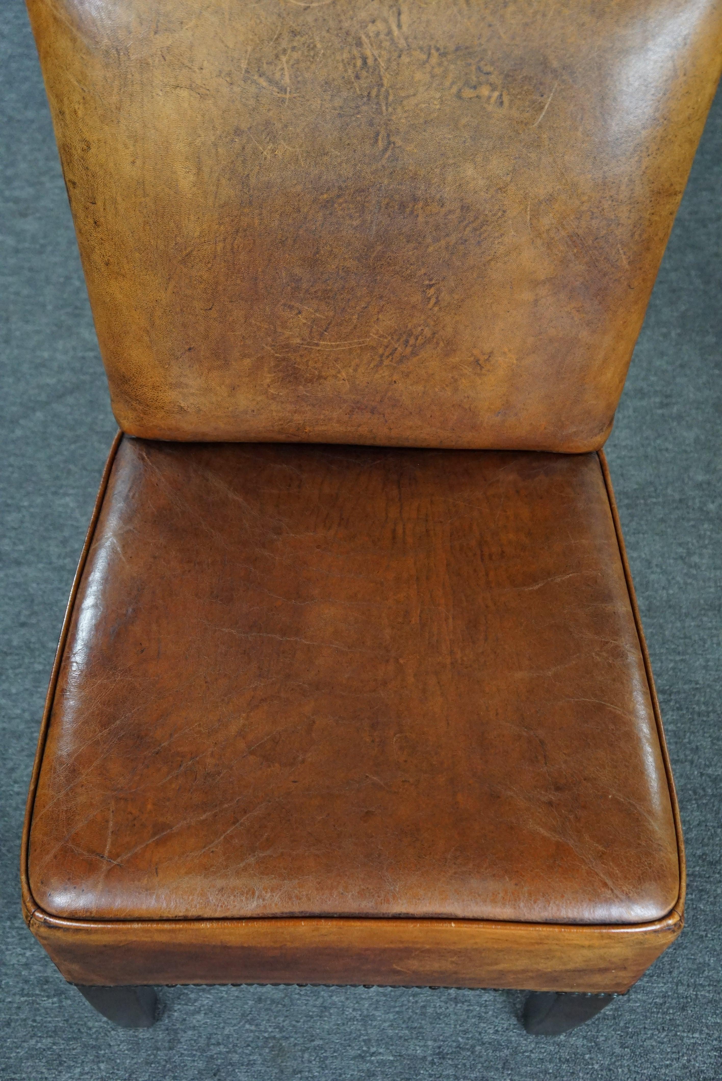 Set of four sheep leather dining chairs in Art Deco style For Sale 2