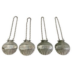 Set of Four Shell Shaped Liquor Decanter Hanging Labels