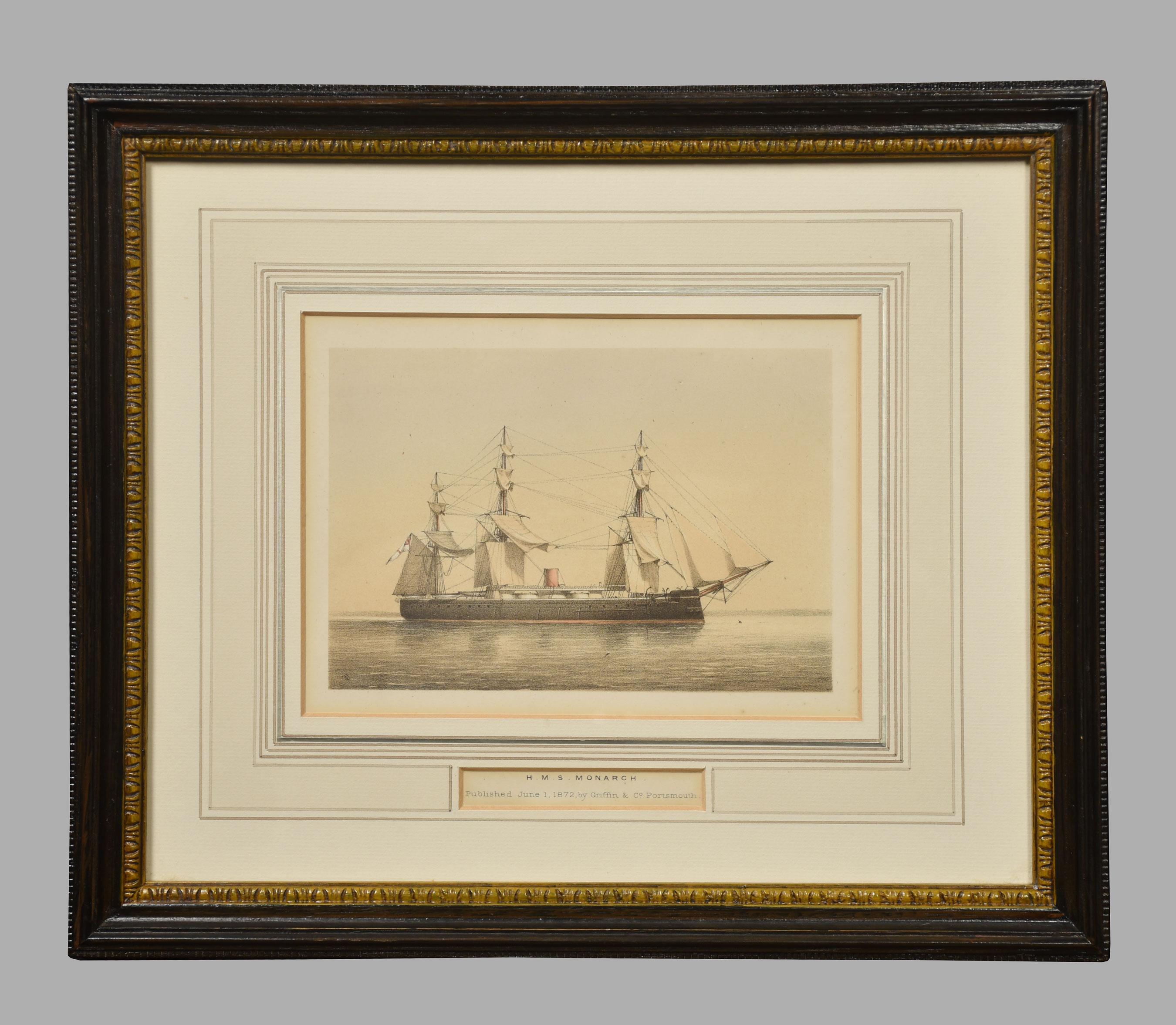 British Set of Four Ship Lithographs For Sale