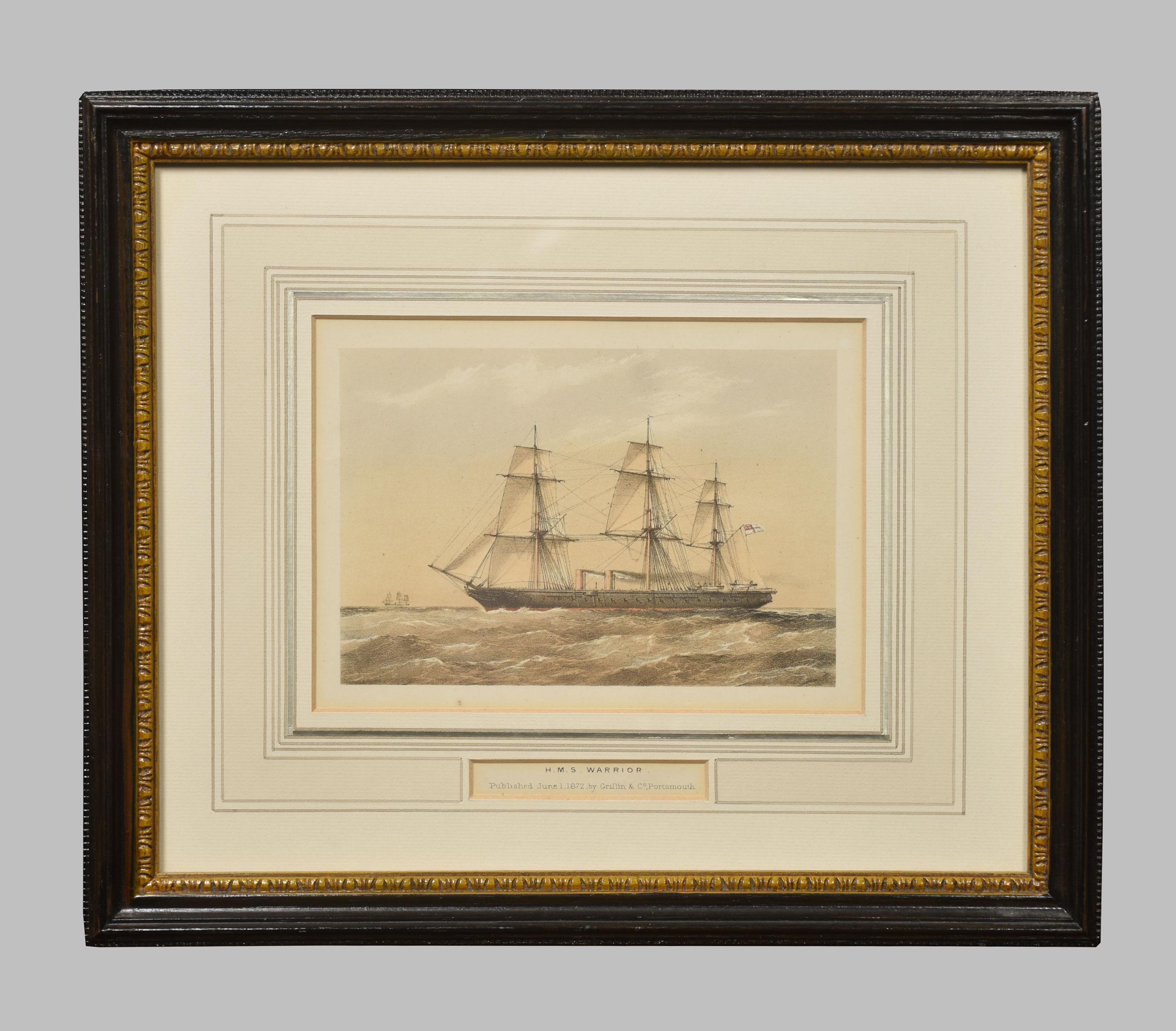 19th Century Set of Four Ship Lithographs For Sale