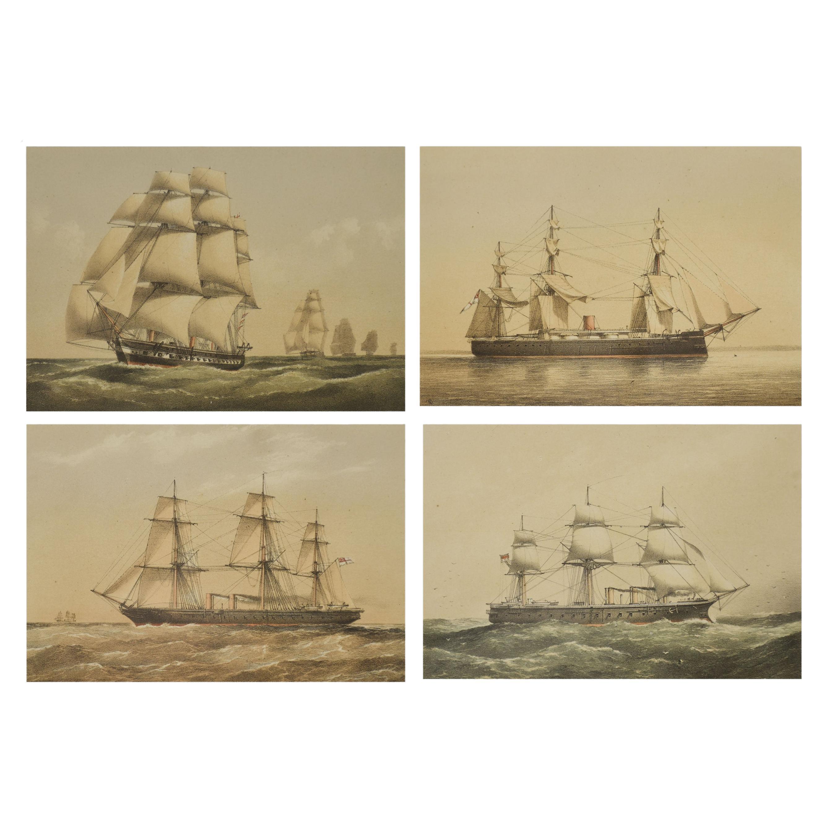 Set of Four Ship Lithographs For Sale