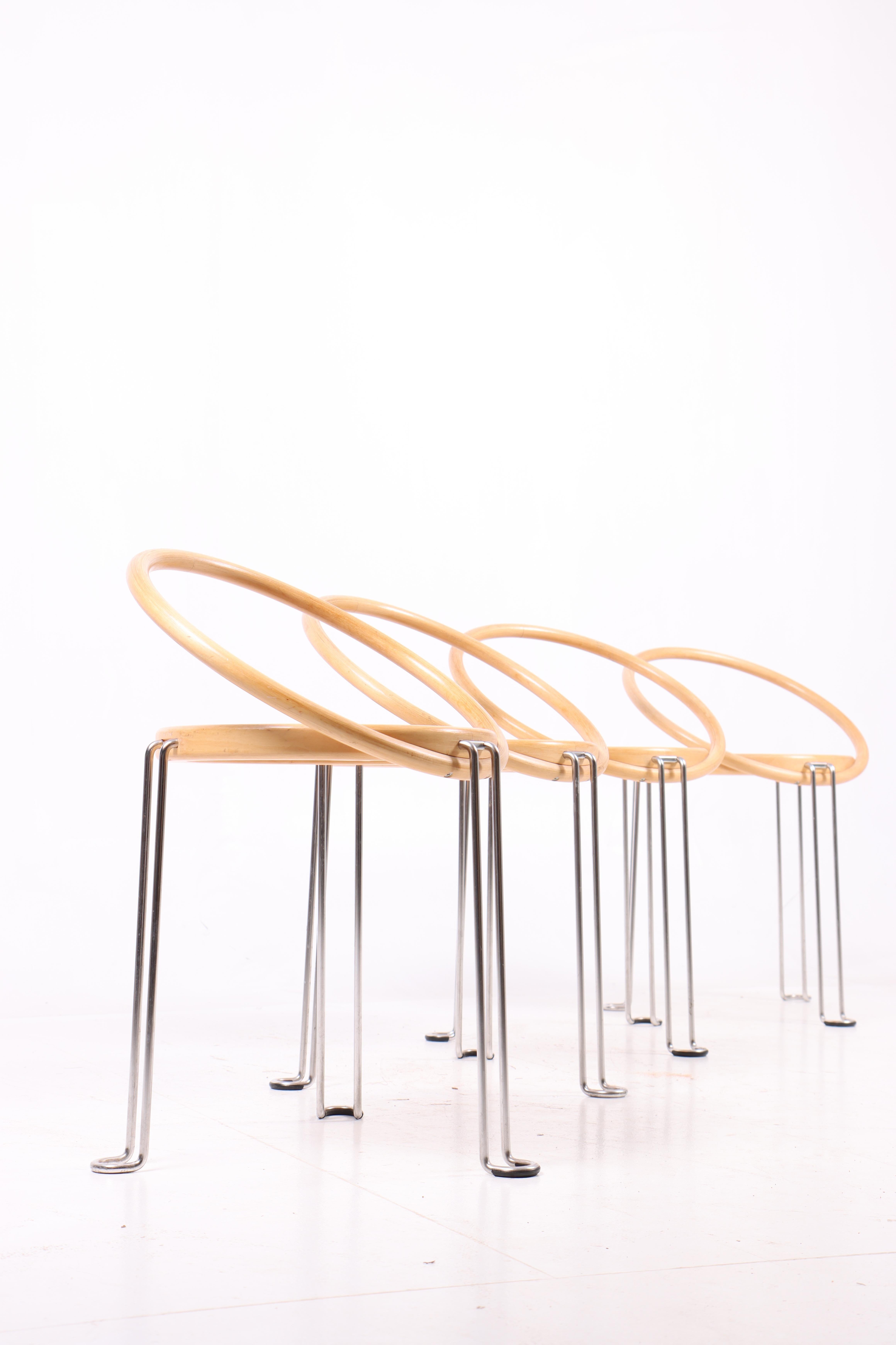 Scandinavian Modern Set of Four Side Chairs by Börge Lindau, 1980s For Sale