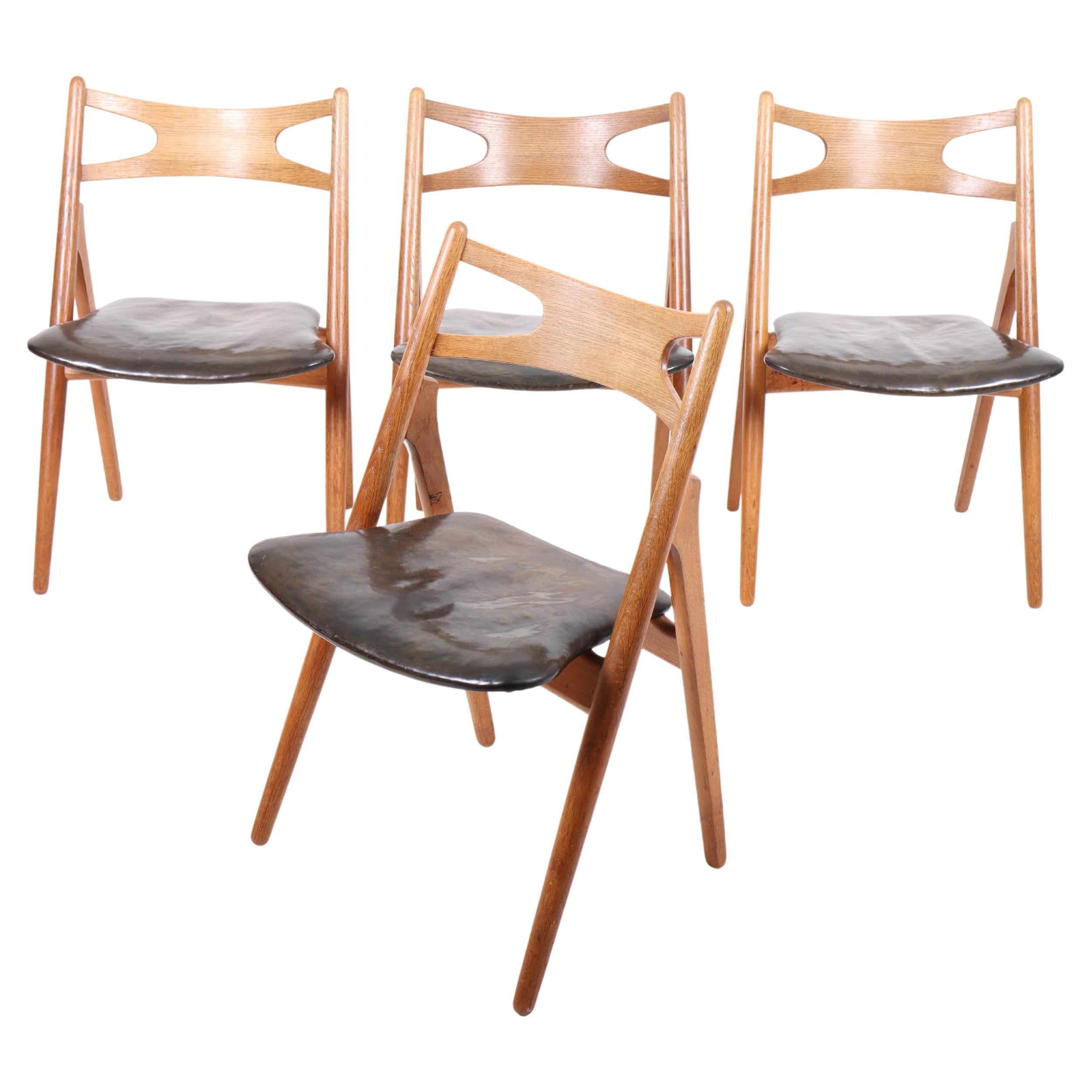 Set of Four Side Chairs in Oak by Hans Wegner, 1960s