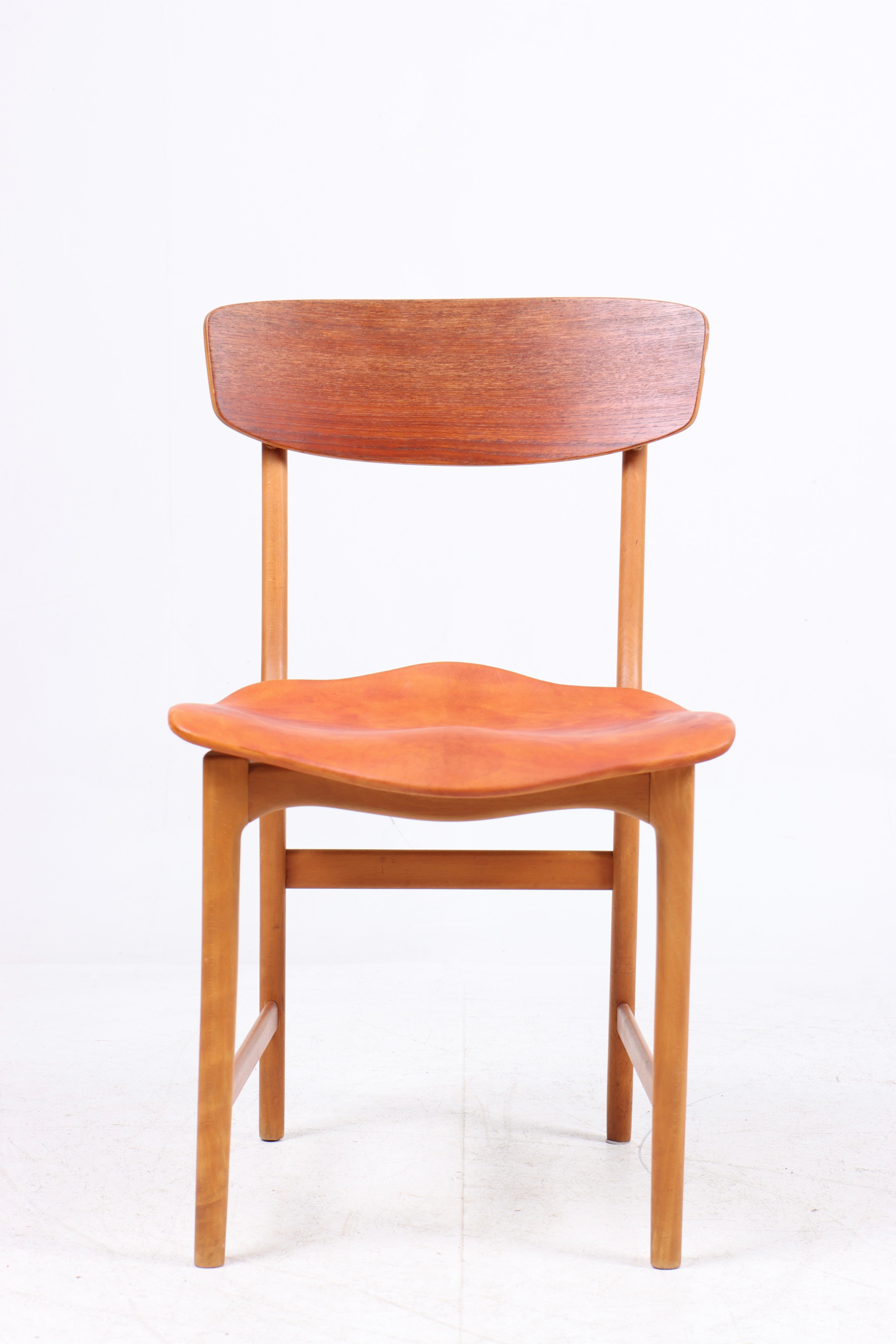 Scandinavian Modern Set of Four Side Chairs in Teak and Leather, Danish Design, 1960s For Sale