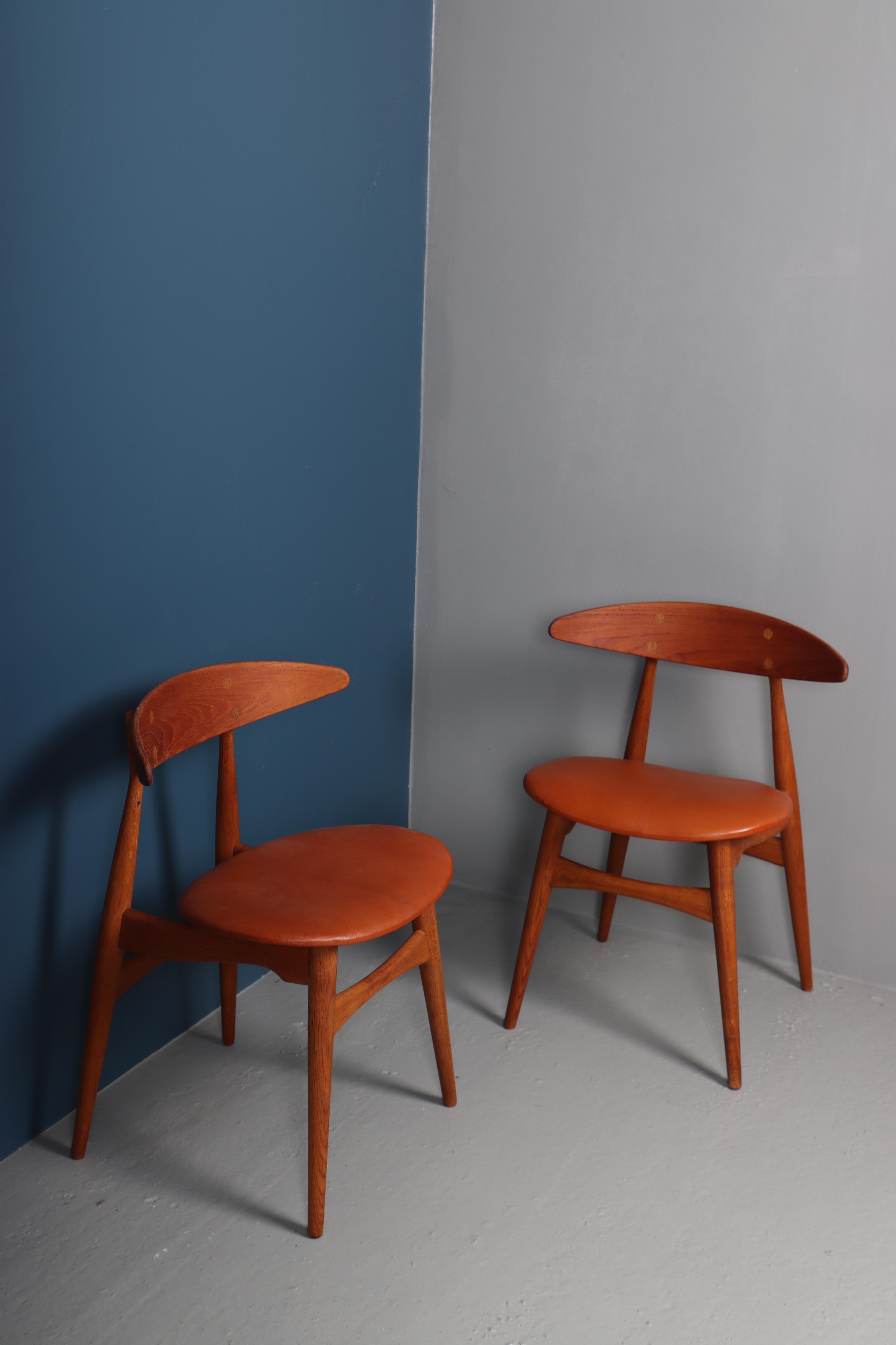 Danish Set of Four Side Chairs in Teak & Oak by Hans Wegner, 1960s