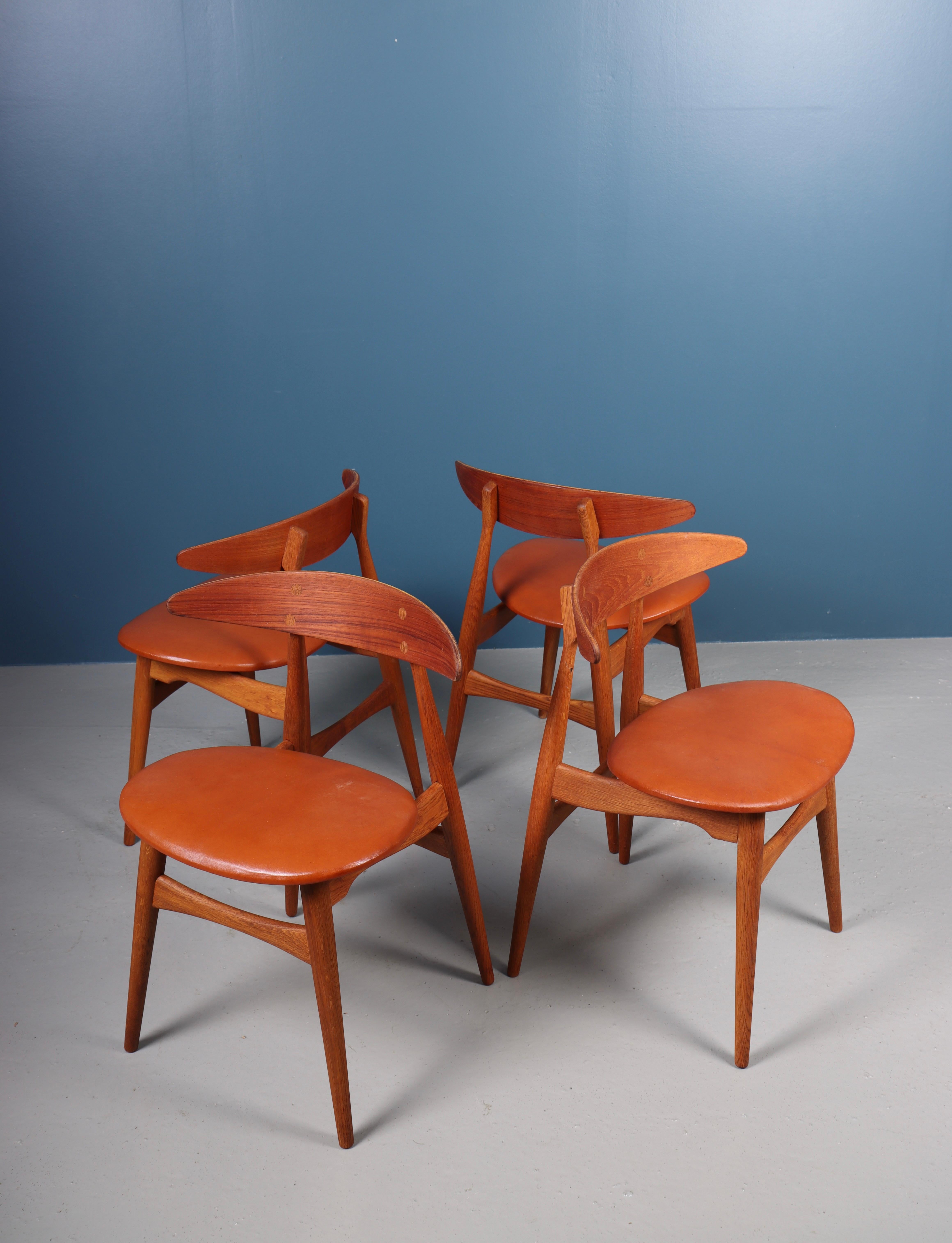 Set of Four Side Chairs in Teak & Oak by Hans Wegner, 1960s 1