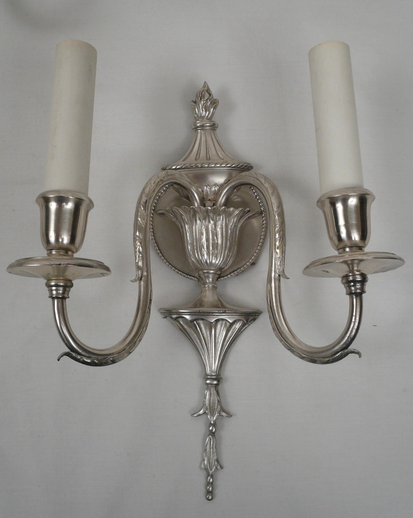 American Set of Four Signed E. F. Caldwell Adam Style Silvered Bronze Sconces For Sale