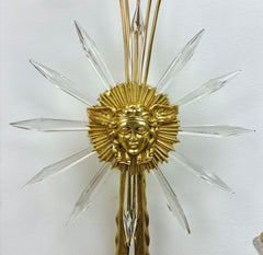 Set of Four Signed E F Caldwell Bronze Sconces with Head of Mercury/Hermes Motif