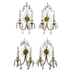 Set of Four Signed E F Caldwell Bronze Sconces with Head of Mercury/Hermes Motif