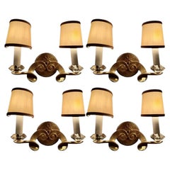 Set of Four Signed Wall Sconces, by Jules Leleu