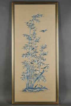 Set of Four Silk « Birds Among the Flowering Branches », China, 19th Century