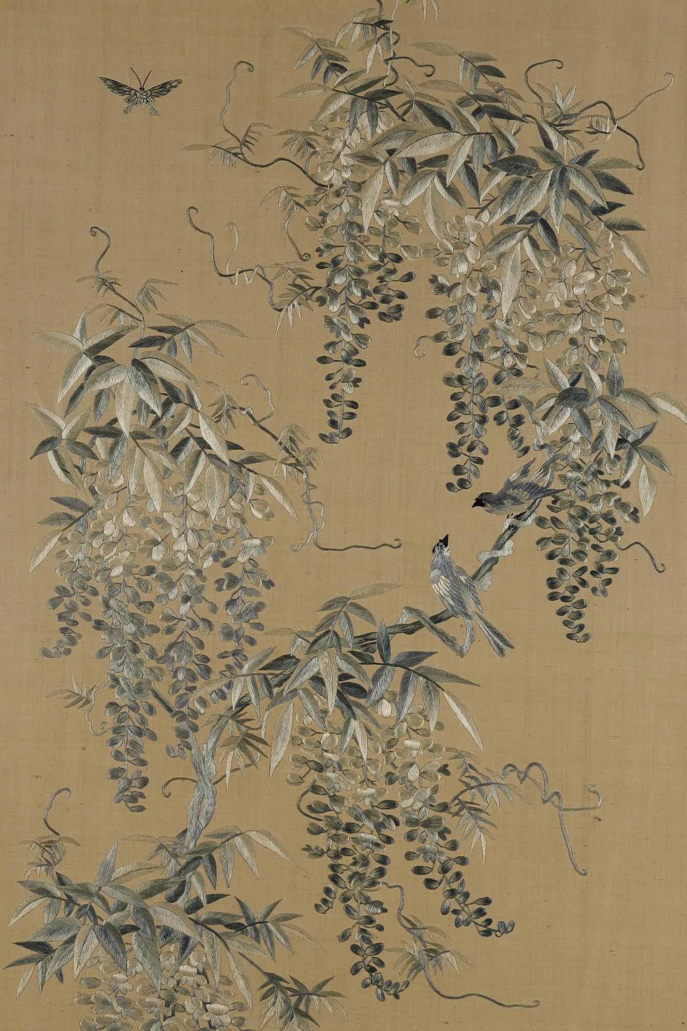 Set of Four Silk « Birds Among the Flowering Branches », China, 19th Century 4