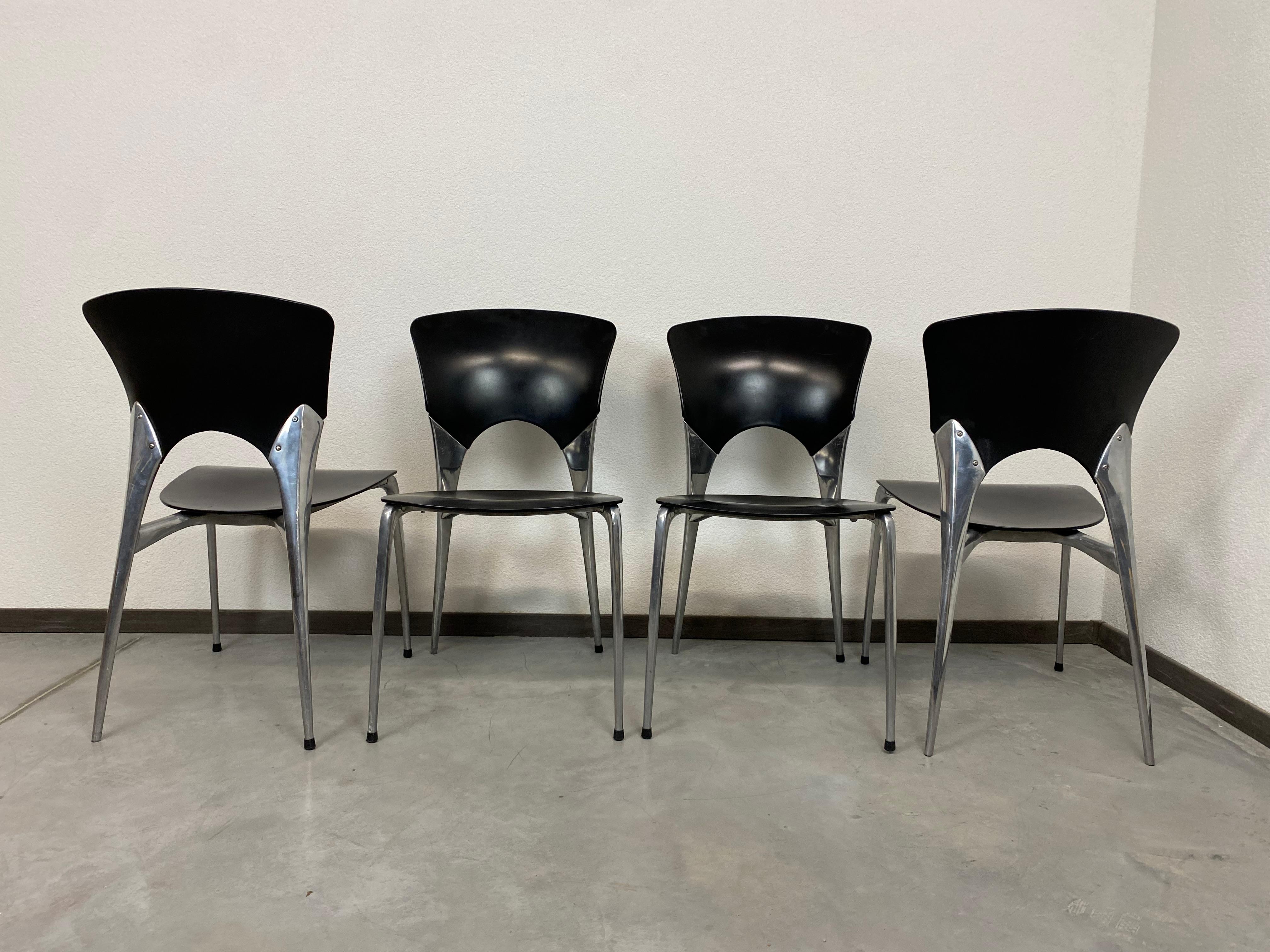 Moderne Ensemble de quatre chaises de salle à manger Silla de Joseph Llusca pour Driade en vente