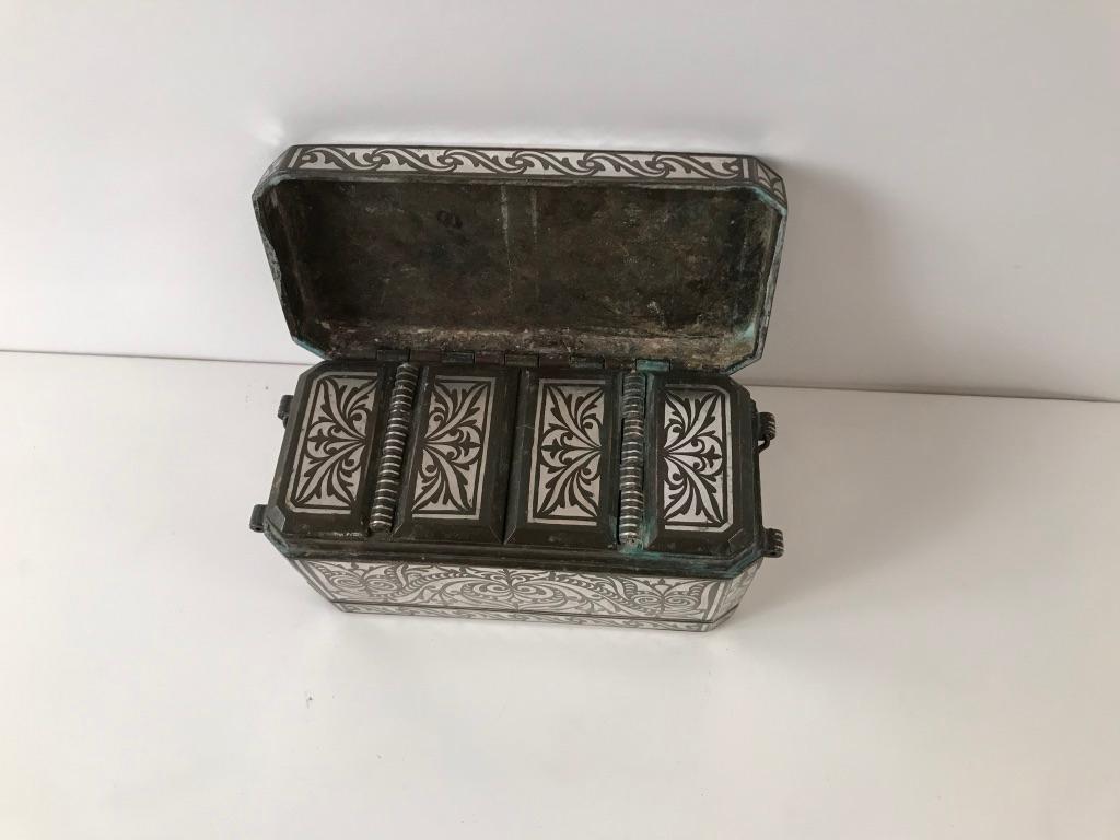 Set of Four Silver and Bronze Inlaid Betel Nut Boxes 7