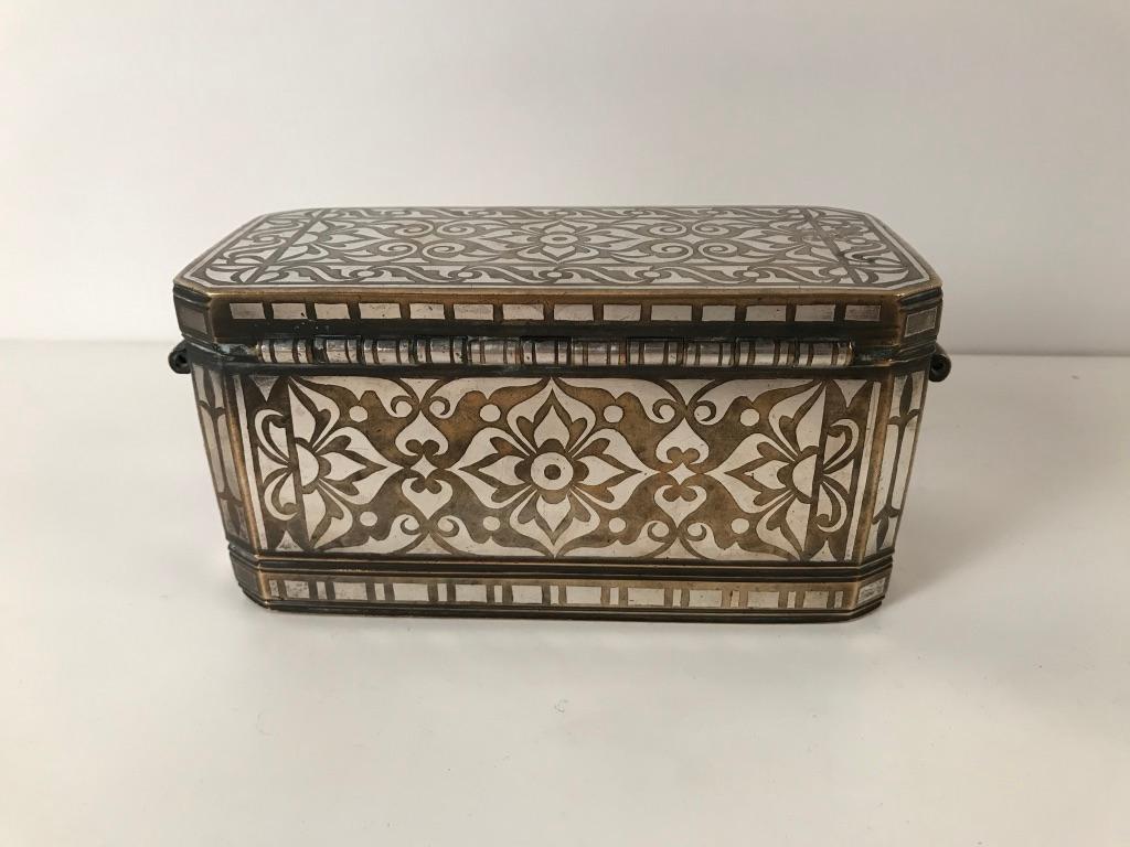 Philippine Set of Four Silver and Bronze Inlaid Betel Nut Boxes